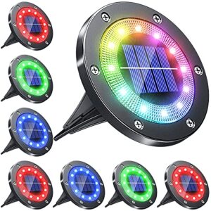 biling solar ground lights outdoor with 12 leds, multi-color auto-changing solar outdoor lights waterproof, solar garden lights for pathway garden yard patio lawn – (multi-color 8pack)