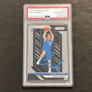 2018-19 NBA Panini Prizm #180 Luka Doncic Signed Card AUTO 10 PSA Slabbed Maveri - Basketball Slabbed Rookie Cards