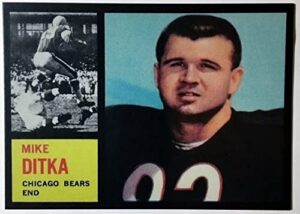 mike ditka 1962 topps 17 rookie rc hof reprint – football card