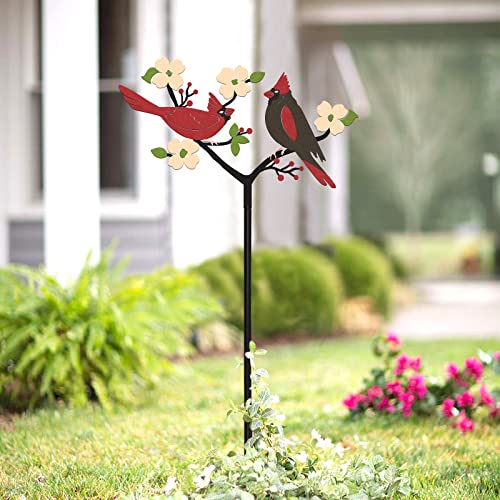 Tuitessine Cardinal Decor Spring Red Cardinals Yard Sign Stake Metal Bird Decorative Garden Stakes, Lawn Outdoor Decorations for Front Backyard, Spring Birthday Gift for Mom Women Friends Family