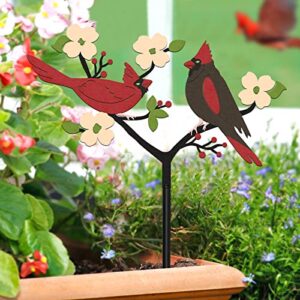 Tuitessine Cardinal Decor Spring Red Cardinals Yard Sign Stake Metal Bird Decorative Garden Stakes, Lawn Outdoor Decorations for Front Backyard, Spring Birthday Gift for Mom Women Friends Family