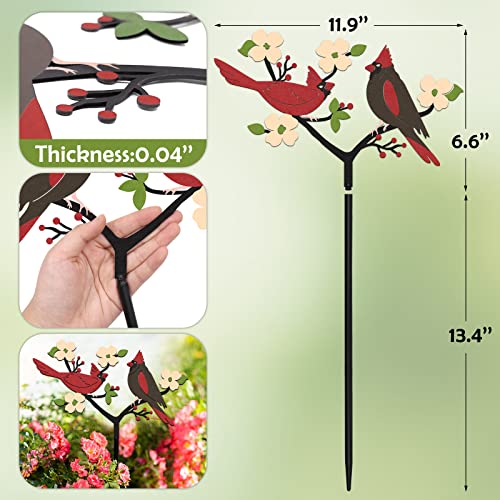 Tuitessine Cardinal Decor Spring Red Cardinals Yard Sign Stake Metal Bird Decorative Garden Stakes, Lawn Outdoor Decorations for Front Backyard, Spring Birthday Gift for Mom Women Friends Family