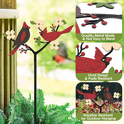 Tuitessine Cardinal Decor Spring Red Cardinals Yard Sign Stake Metal Bird Decorative Garden Stakes, Lawn Outdoor Decorations for Front Backyard, Spring Birthday Gift for Mom Women Friends Family