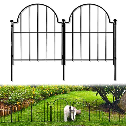 Blingluck Garden Fence, 22 in(H) x 130 in(L) Arched Rustproof Metal No Dig Fence Garden Fence Border, Ground Stake Animal Barrier Fence for Rabbit Dog, Outdoor Landscape Decor for Yard & Patio,10 Pack