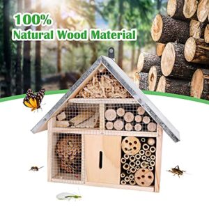 Wooden Insect House for Garden Insect Hotel for Ladybugs,Mason Bees,Butterflies,Ladybirds Hanging Bamboo Habitat (Wooden) (Insect A)