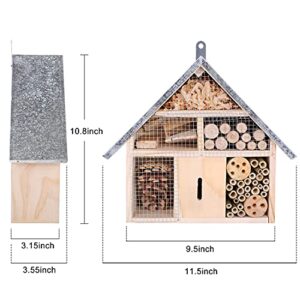 Wooden Insect House for Garden Insect Hotel for Ladybugs,Mason Bees,Butterflies,Ladybirds Hanging Bamboo Habitat (Wooden) (Insect A)