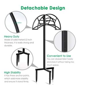 TomCare Garden Hose Holder Upgraded Detachable Water Hose Holder Thick Metal Hose Hanger Heavy Duty Free Standing Garden Hose Storage Hose Stand Decorative Hose Organizer for Outside, Black