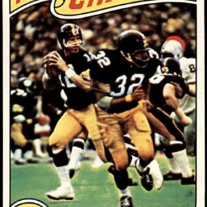 1975 Topps # 526 AFC Championship Game Terry Bradshaw/Franco Harris Pittsburgh Steelers (Football Card) NM Steelers