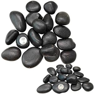 FANTIAN 5 Pounds Black Natural Decorative River Pebbles – 2-3 Inch Black Polished Decorative Pebbles for Garden Landscaping, Home Décor, Outdoor Paving River Rocks, Rocks for Painting