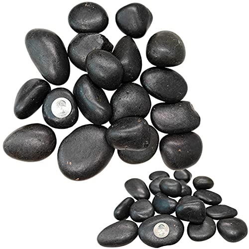 FANTIAN 5 Pounds Black Natural Decorative River Pebbles – 2-3 Inch Black Polished Decorative Pebbles for Garden Landscaping, Home Décor, Outdoor Paving River Rocks, Rocks for Painting