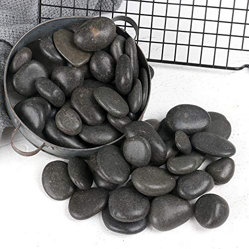 FANTIAN 5 Pounds Black Natural Decorative River Pebbles – 2-3 Inch Black Polished Decorative Pebbles for Garden Landscaping, Home Décor, Outdoor Paving River Rocks, Rocks for Painting