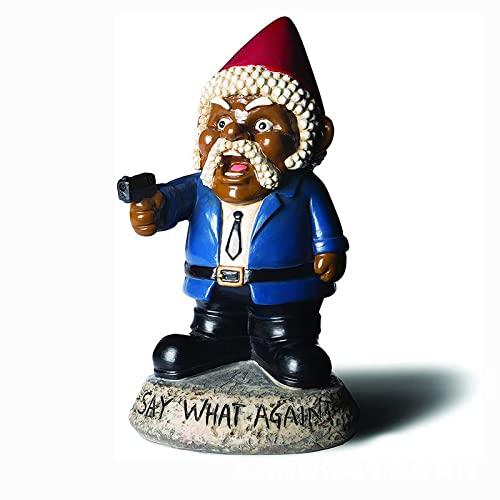 Military Garden Gnomes with Gun, Gangster Army Gnome, Say What Again Funny Gnome, War Gnome Outdoor Garden Statues, Novelty Statue for Indoor Outdoor Lawn Yard Decorations