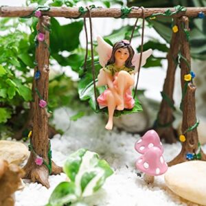 PRETMANNS Fairies for Fairy Garden - Outdoor Fairy Garden Accessories with Fairy Garden Fairies - Fairy Garden Kit - Miniature Garden Fairy Figurines & Fairy Garden Swing - 6 Items