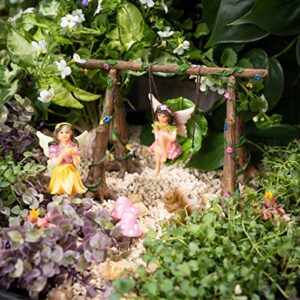 PRETMANNS Fairies for Fairy Garden - Outdoor Fairy Garden Accessories with Fairy Garden Fairies - Fairy Garden Kit - Miniature Garden Fairy Figurines & Fairy Garden Swing - 6 Items