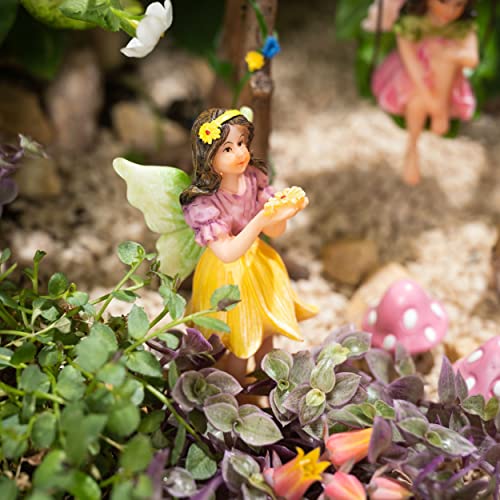 PRETMANNS Fairies for Fairy Garden - Outdoor Fairy Garden Accessories with Fairy Garden Fairies - Fairy Garden Kit - Miniature Garden Fairy Figurines & Fairy Garden Swing - 6 Items