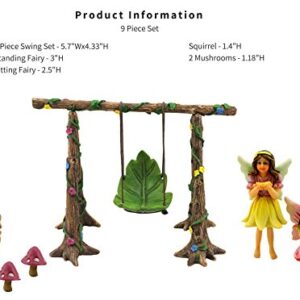 PRETMANNS Fairies for Fairy Garden - Outdoor Fairy Garden Accessories with Fairy Garden Fairies - Fairy Garden Kit - Miniature Garden Fairy Figurines & Fairy Garden Swing - 6 Items