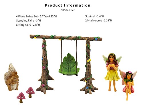 PRETMANNS Fairies for Fairy Garden - Outdoor Fairy Garden Accessories with Fairy Garden Fairies - Fairy Garden Kit - Miniature Garden Fairy Figurines & Fairy Garden Swing - 6 Items