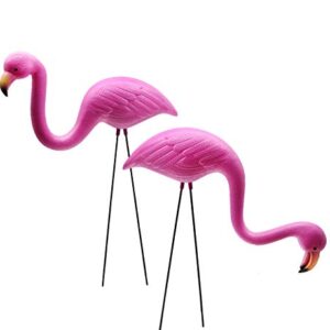 GiftExpress Set of 2, Small Pink Flamingo Yard Ornament/Mini Yard Flamingos Ornaments/Pink Flamingo Garden Yard Decor (2)