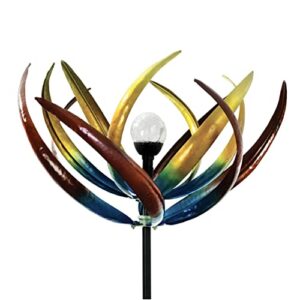 bits and pieces – 74″ multi-color tulip wind spinner – yard decorations – solar powered glass ball – garden decoration – tulip yard art