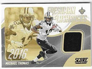 2021 panini score #ff27 michael thomas freshman flashbacks jersey patch card game used new orleans saints