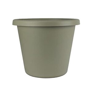 the hc companies 15.5 inch round classic planter – plastic plant pot for indoor outdoor plants flowers herbs, seafoam