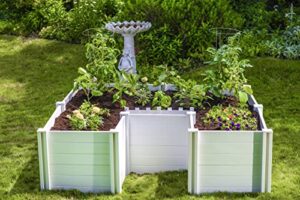 vita classic 6 foot x 6 foot x 22 inch white vinyl keyhole garden with composting basket, bpa, pthalate free, vt17107