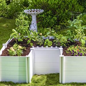 Vita Classic 6 Foot x 6 Foot x 22 inch White Vinyl Keyhole Garden with Composting Basket, BPA, Pthalate Free, VT17107