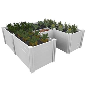 Vita Classic 6 Foot x 6 Foot x 22 inch White Vinyl Keyhole Garden with Composting Basket, BPA, Pthalate Free, VT17107