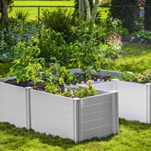 Vita Classic 6 Foot x 6 Foot x 22 inch White Vinyl Keyhole Garden with Composting Basket, BPA, Pthalate Free, VT17107