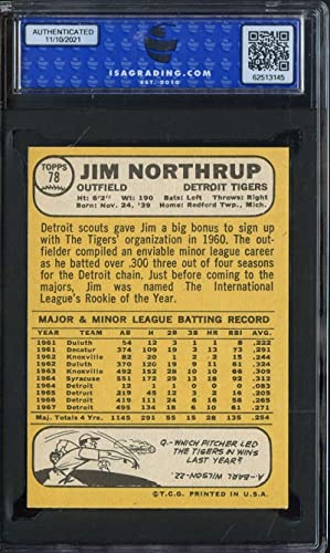 1968 TOPPS #78 JIM NORTHRUP ISA 8 TIGERS