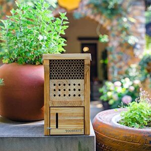 TOOBEETT Mason Bee House Wax Coated Mason Bee Hive Wooden Insect Hotel Carpenter Bee House for Outdoors Attracts Peaceful Bee Pollinators to Your Garden