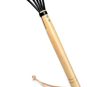 15" Gardeners Claw Rake | Military Grade Steel 6 Tines and Prime Wood Japanese Ninja Claw Garden Rake or Cultivator for Perfect Pulverized and Aerated Soil, Ergonomic Wooden Handle for Firm Grip