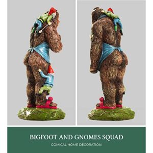 Redwix Bigfoot Statue 11 inch, Garden Gnomes Outdoor, Sasquatch Statue with Cup of Coffee for Outdoor Decor, Bigfoot Gifts