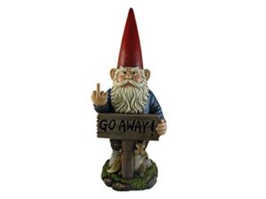 dwk flipping off angry outdoor front porch garden gnome large statue | yard ornaments outdoors | gnomes garden and yard stuff | fairy garden accessories outdoor – 18″