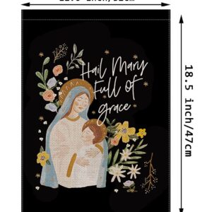 Hail Mary Full of Grace Garden Flag Vertical Double Sided Catholic Jesus Christian, Nativity Holiday Farmhouse Outdoor Decor Yard Signs 12.5 x 18 Inch