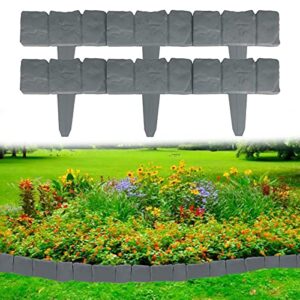 garden edging border,landscape edging,16ft plastic garden edging border no dig for edging diy decorative flower grass bed border,comes with a punch tool for insertion,20pcs(grey)