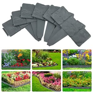 Garden Edging Border,Landscape Edging,16ft Plastic Garden Edging Border no dig for Edging DIY Decorative Flower Grass Bed Border,Comes with a Punch Tool for Insertion,20pcs(Grey)