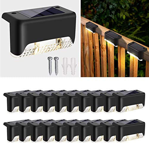 KIALUSH Deck Lights Solar Powered, 20 Pack Solar Deck Lights Outdoor Waterproof Led， Step Lights Solar Powered Used Outside, Solar Lights for Deck, Stairs, Patio Fence, Garden, Tiny Led Step Lights