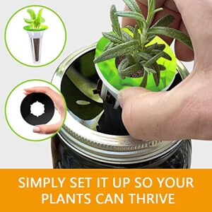 Kratky Lids Wide Mouth Hydroponic Garden Compatible with Aerogarden Mason Jar Indoor Planting Includes 10 Lids 10 Plant Labels 10 Planter Baskets 10 Charcoal