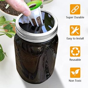 Kratky Lids Wide Mouth Hydroponic Garden Compatible with Aerogarden Mason Jar Indoor Planting Includes 10 Lids 10 Plant Labels 10 Planter Baskets 10 Charcoal