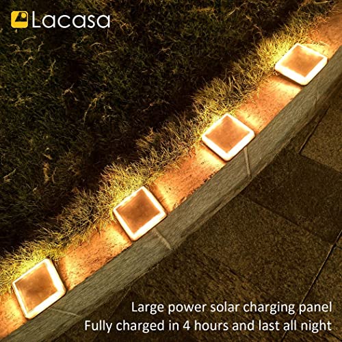 Solar Deck Lights, Driveway Walkway Dock Light Solar Powered Outdoor Stair Step Pathway LED Lamp for Backyard Patio Garden Ground, auto On/Off - Warm White - Square - 4 Pack