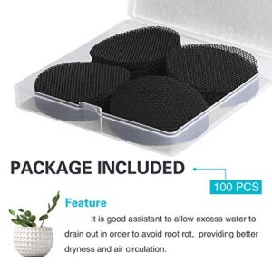 shemist 100PCS Pot Hole Mesh Pad, Bonsai Pot Bottom Grid Mat Mesh, Plant Drainage Screens Gasket, Round Drainage Mesh Hole Screens Keep Soil from Flowing Away, 2 Inch