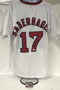 bret saberhagen signed autographed boston white baseball jersey – jsa coa