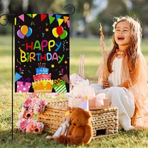 X1zuue Happy Birthday Garden Flag Burlap Yard Signs Vertical Double Sided Readable Birthday Cake Banner House Flags Poster Party Decorations Supplies for Indoor Outdoor Lawn 12.4 x 18.2 Inch