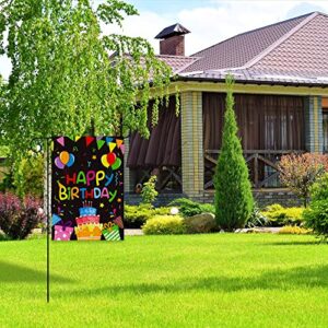 X1zuue Happy Birthday Garden Flag Burlap Yard Signs Vertical Double Sided Readable Birthday Cake Banner House Flags Poster Party Decorations Supplies for Indoor Outdoor Lawn 12.4 x 18.2 Inch