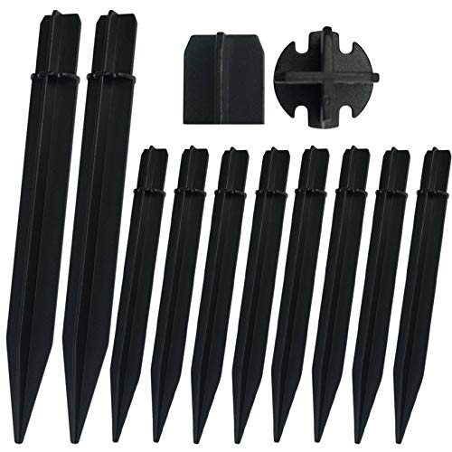 RIGHT+LEFT 10 PCS Premium 8.25 Inch Upgraded Reinforced Plastic Ground Spikes, ABS Lights Replacement Stakes, Draining Design, Ideal for Solar Torch Garden Lights