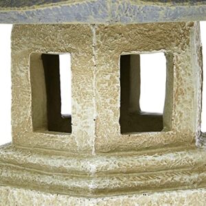 Design Toscano NG29870 Asian Decor Pagoda Lantern Outdoor Statue, Large 17 Inch, Polyresin, Two Tone Stone Finish