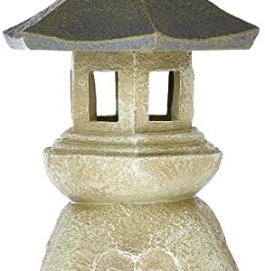 Design Toscano NG29870 Asian Decor Pagoda Lantern Outdoor Statue, Large 17 Inch, Polyresin, Two Tone Stone Finish