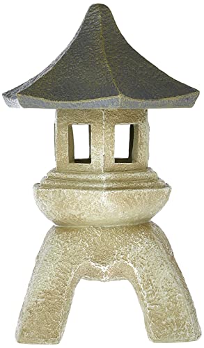 Design Toscano NG29870 Asian Decor Pagoda Lantern Outdoor Statue, Large 17 Inch, Polyresin, Two Tone Stone Finish