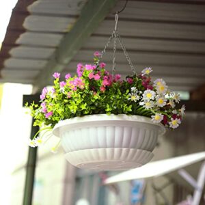 12.59" Large Hanging Planters with Drainage Hole&Tray, Hanging Flower Pots Plastic Plant Hanger Holders Hanging Basket for Indoor Outdoor Home Garden Herb Succulent (Pack 3)